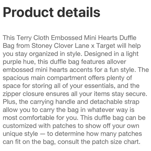💜 Stoney Clover Lane x Target Light Purple Mini Hearts Duffel Bag 💜 - Picture 7 of 9